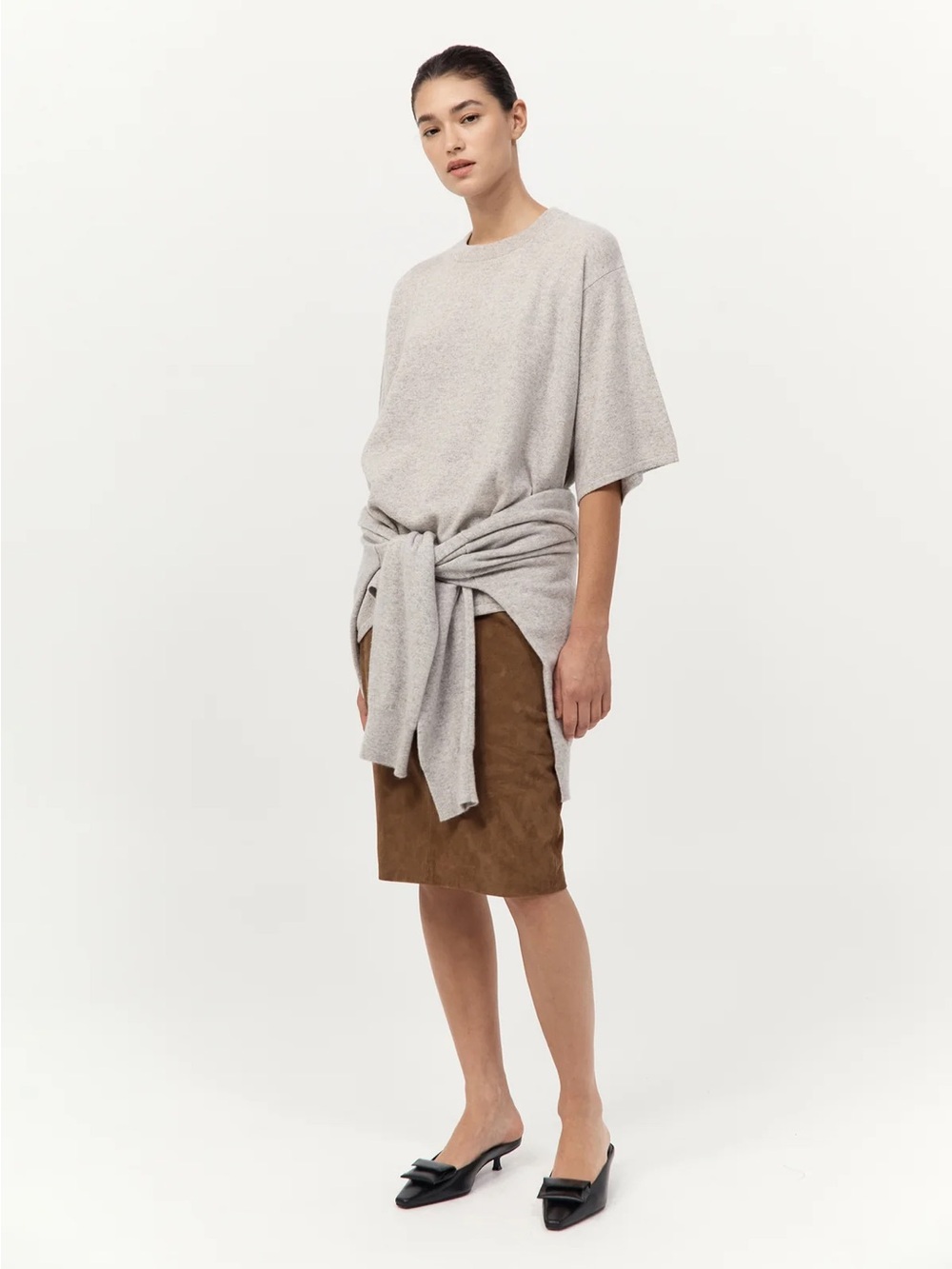 St. Agni Cashmere Copain Tee in Grey Marle, size xs/s